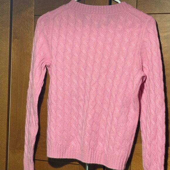 J Crew Cashmere Cable Crew Neck Pullover Sweater Sz XXS Pink $178 - Picture 3 of 7